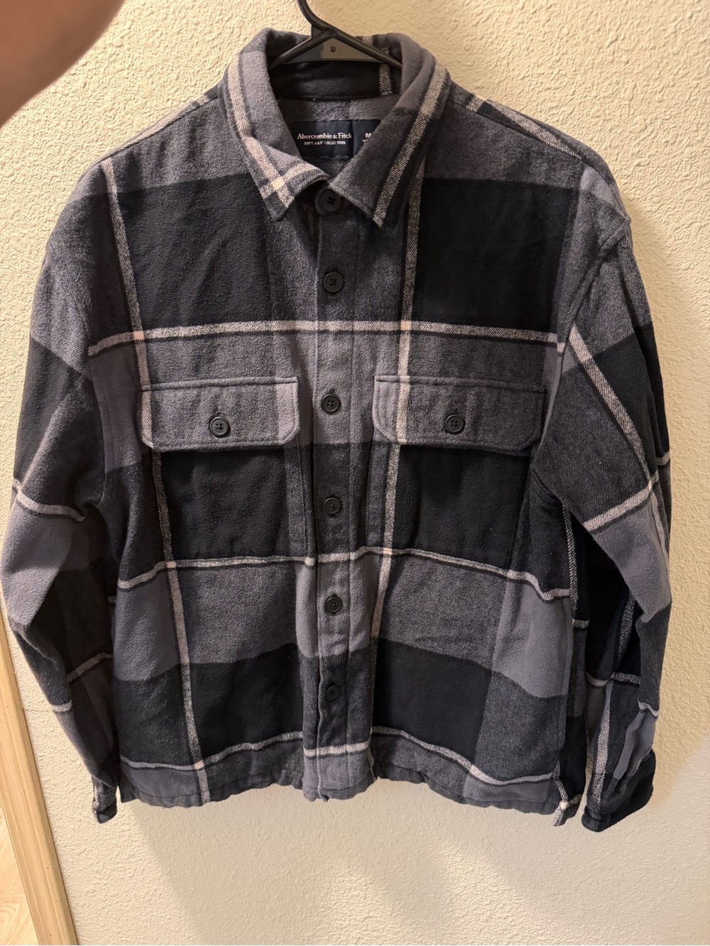Abercrombie & Fitch Gray and Black Plaid Shirt Jacket